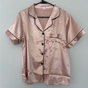 Silky Pink Short Sleeve Pajama Top